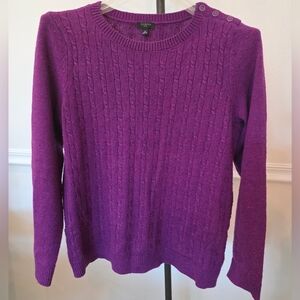 Talbots Cable Knit Crew Neck Sweater in Rich Purple